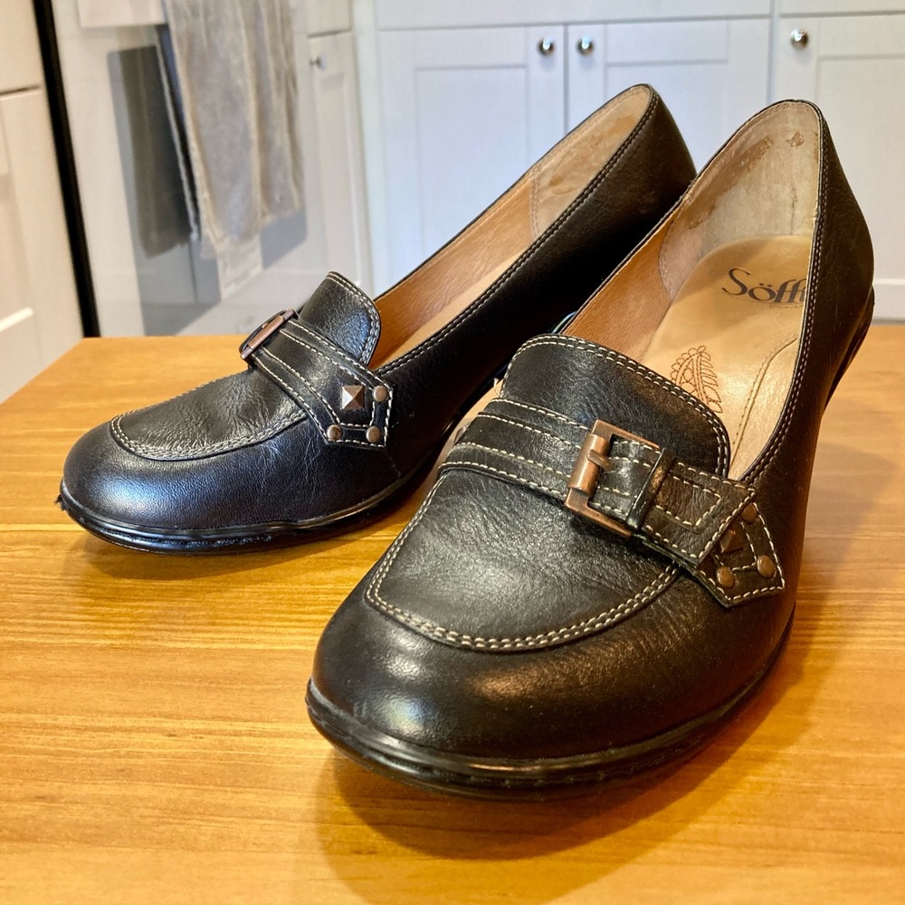 Sofft navy comfort heeled loafers 7 - Picture 3 of 11